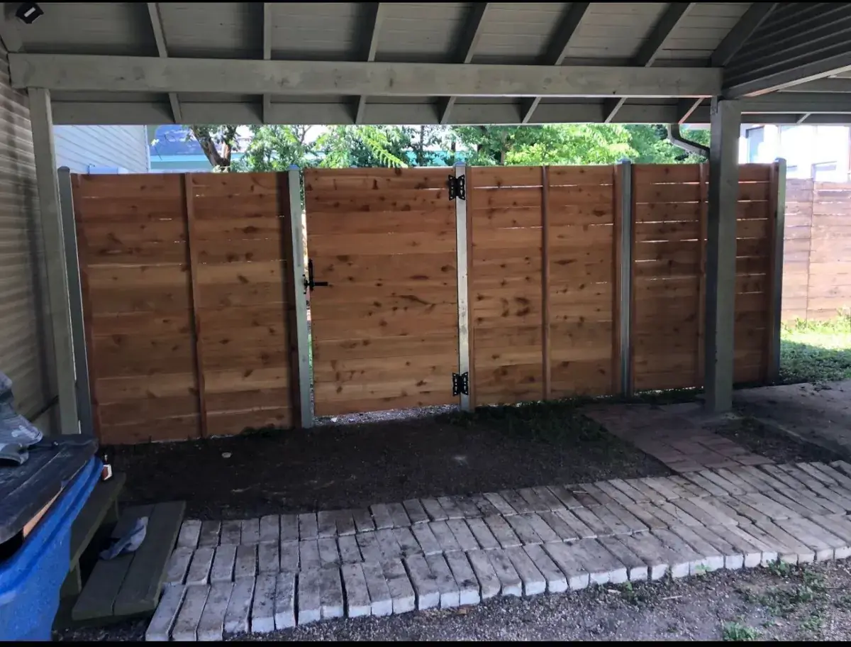 Stained horizontal cedar fence